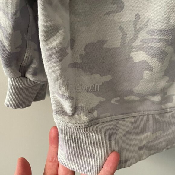 Lululemon Perfectly Oversized Crew Neck Sweatshirt Long Sleeve White Gray 4 - Picture 4 of 6